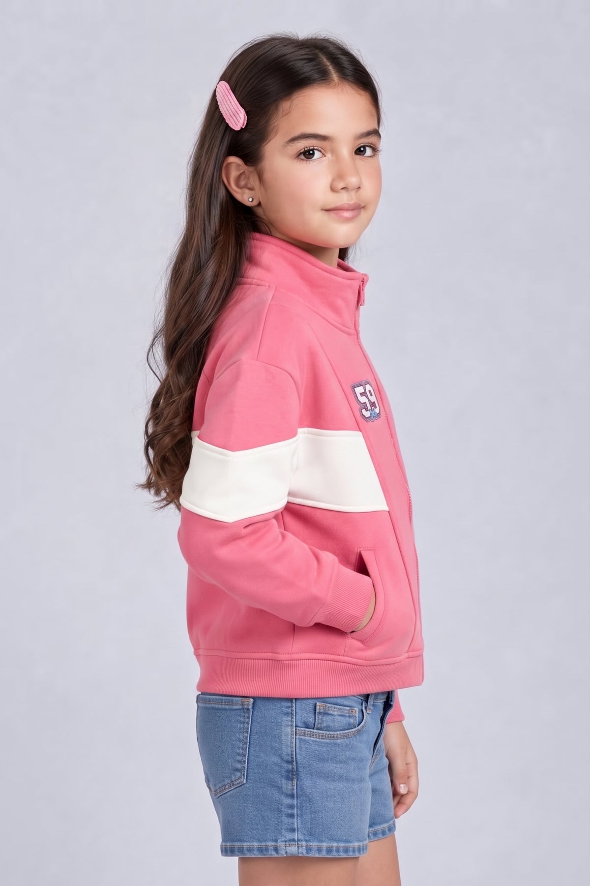 Barbie Pink Colourblock Zip-Up Jacket BASS3065