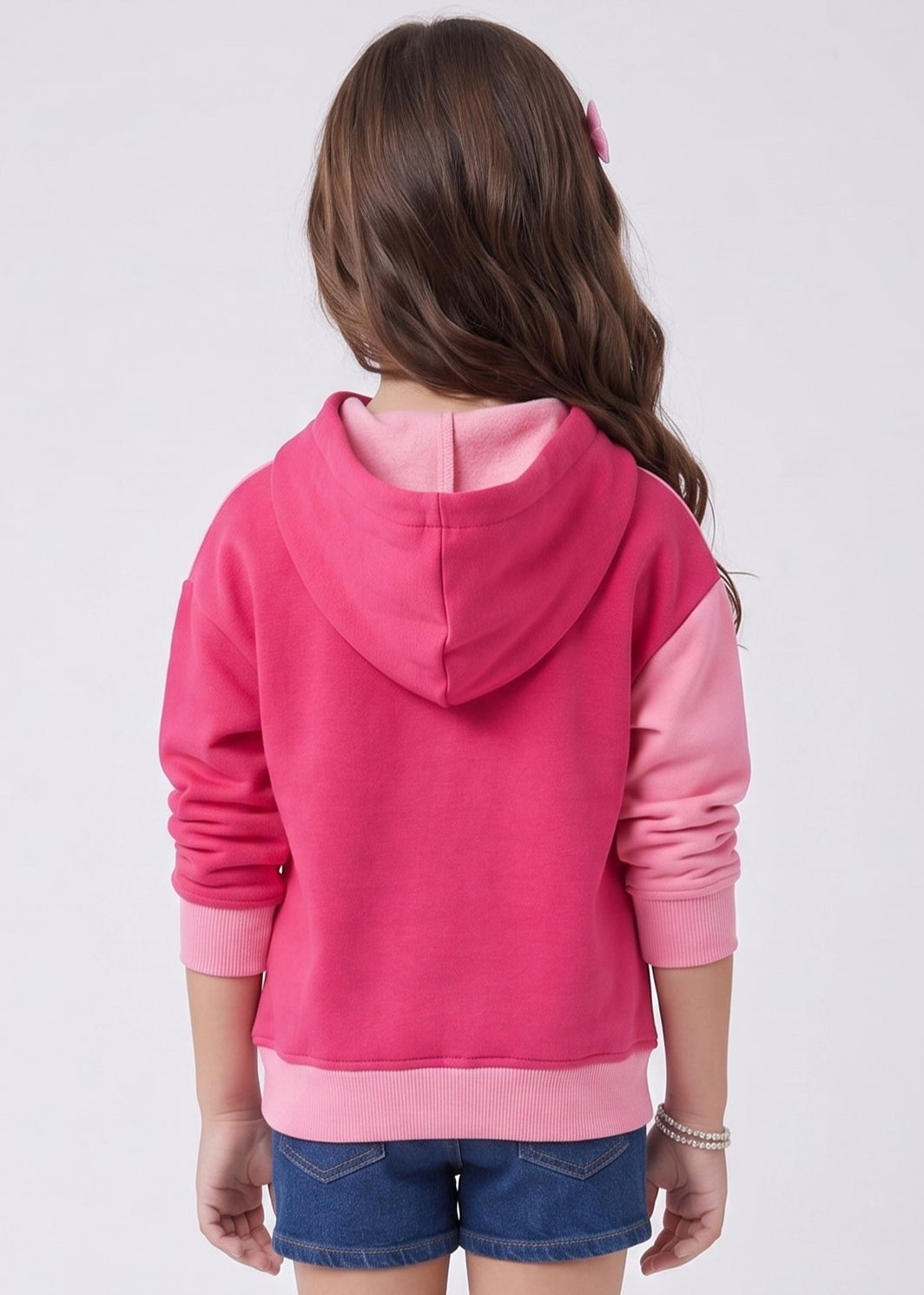 Hot Pink Barbie Colourblock Pullover Hoodie BASS3072