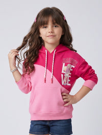 Hot Pink Barbie Colourblock Pullover Hoodie BASS3072