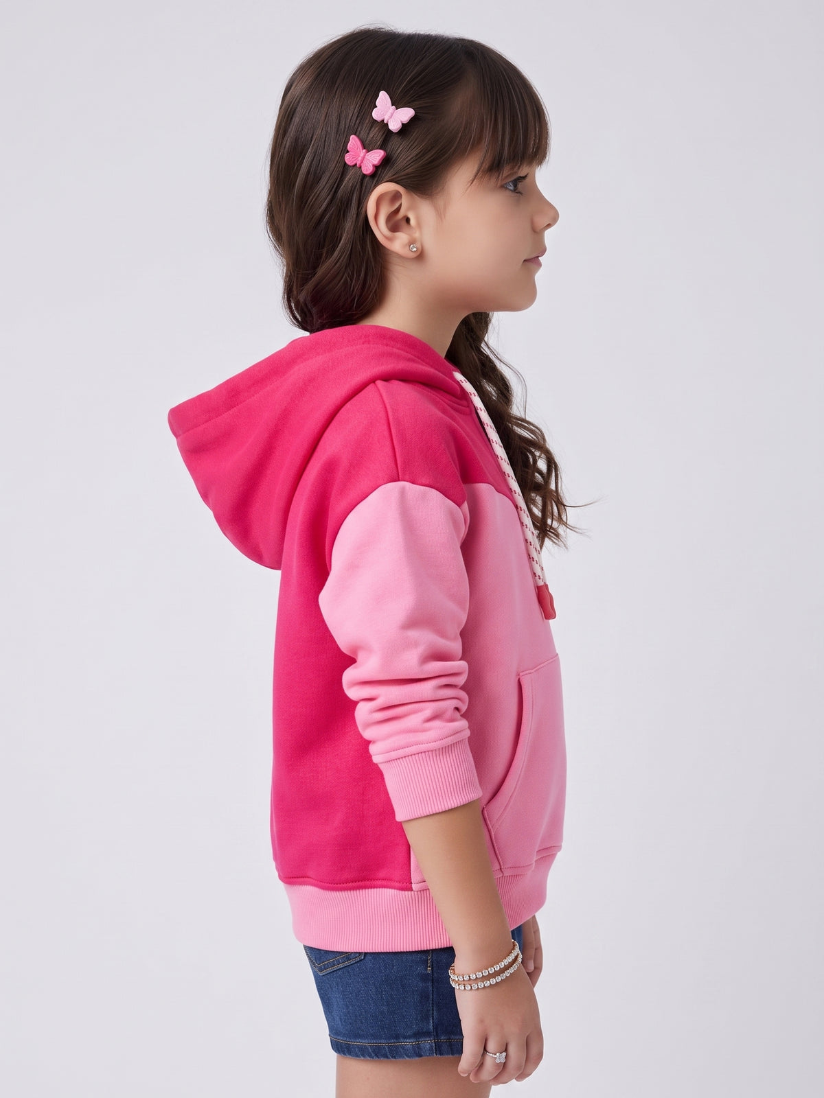 Hot Pink Barbie Colourblock Pullover Hoodie BASS3072