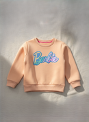 Barbie Logo Print Peach Sweatshirt | Trendy Girls Winter Wear Online | Kids