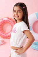 Barbie White Logo Crop Top BATP2001