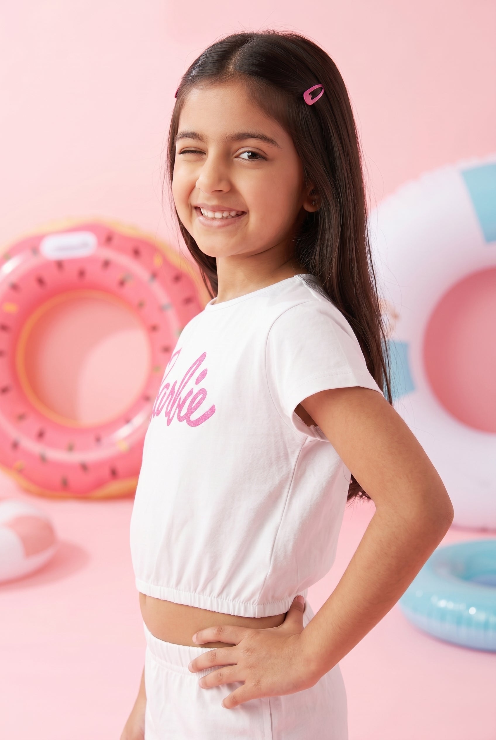 Barbie White Logo Crop Top BATP2001