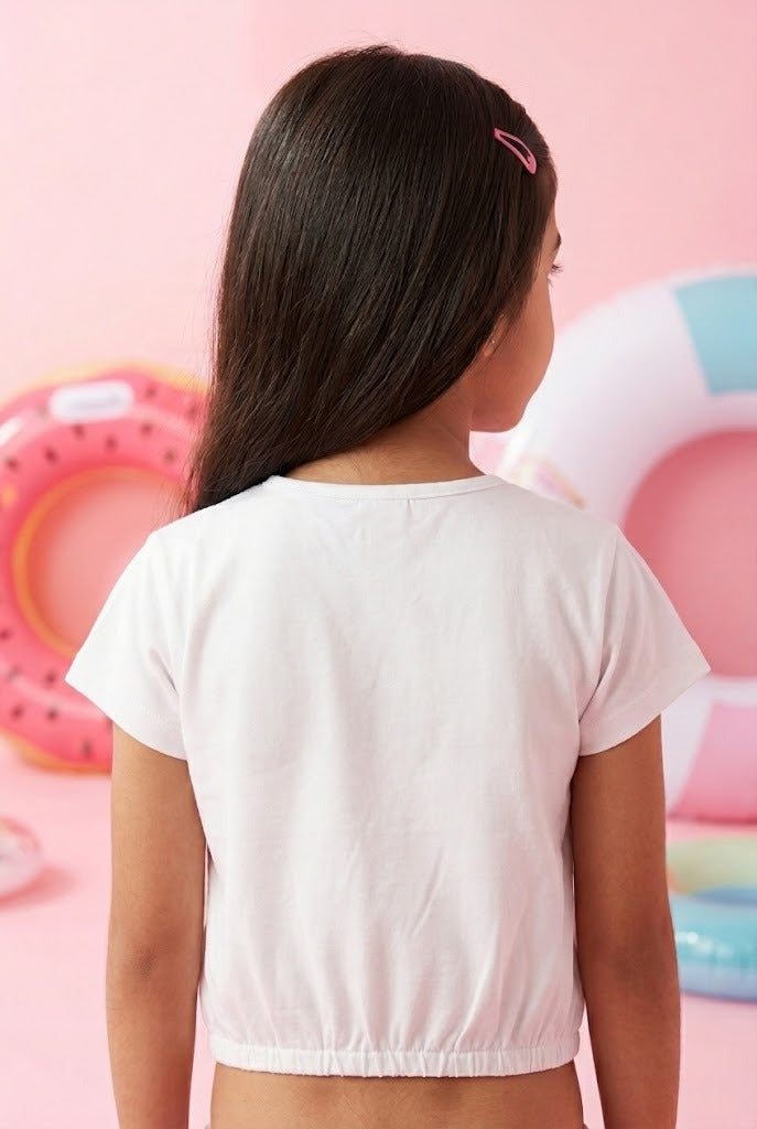 Barbie White Logo Crop Top BATP2001