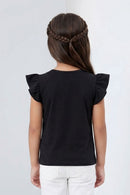 Black Ruffle-Sleeve Barbie Graphic T-Shirt BATP2005