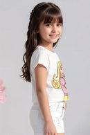Barbie White Graphic Crop T-Shirt BATP2006