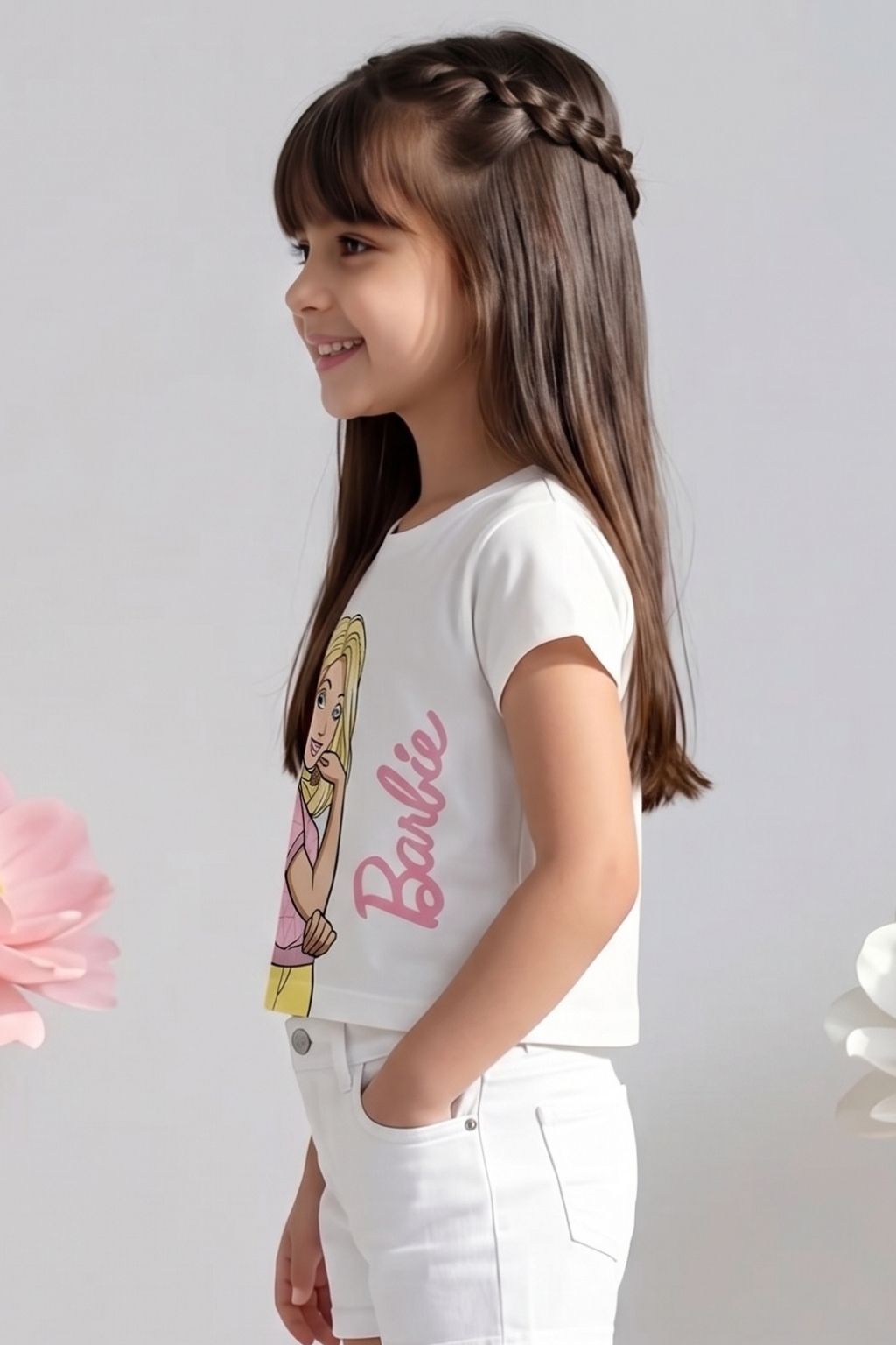 Barbie White Graphic Crop T-Shirt BATP2006