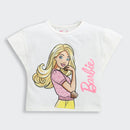 White Barbie Graphic Crop T-Shirt – Cool Summer Top for Girls