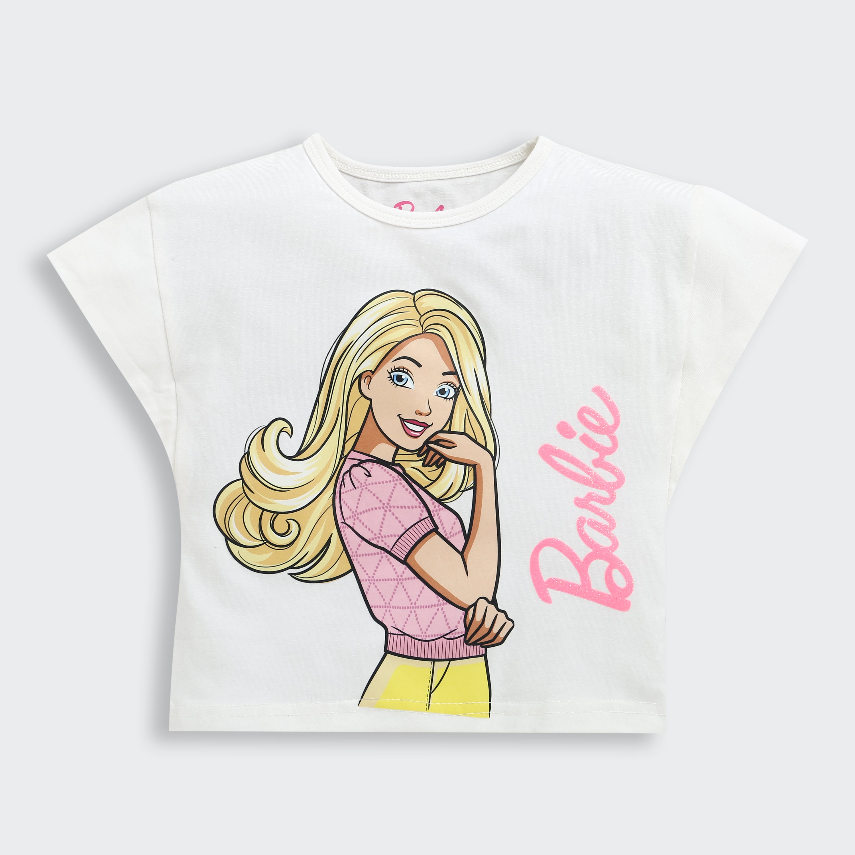 White Barbie Graphic Crop T-Shirt – Cool Summer Top for Girls