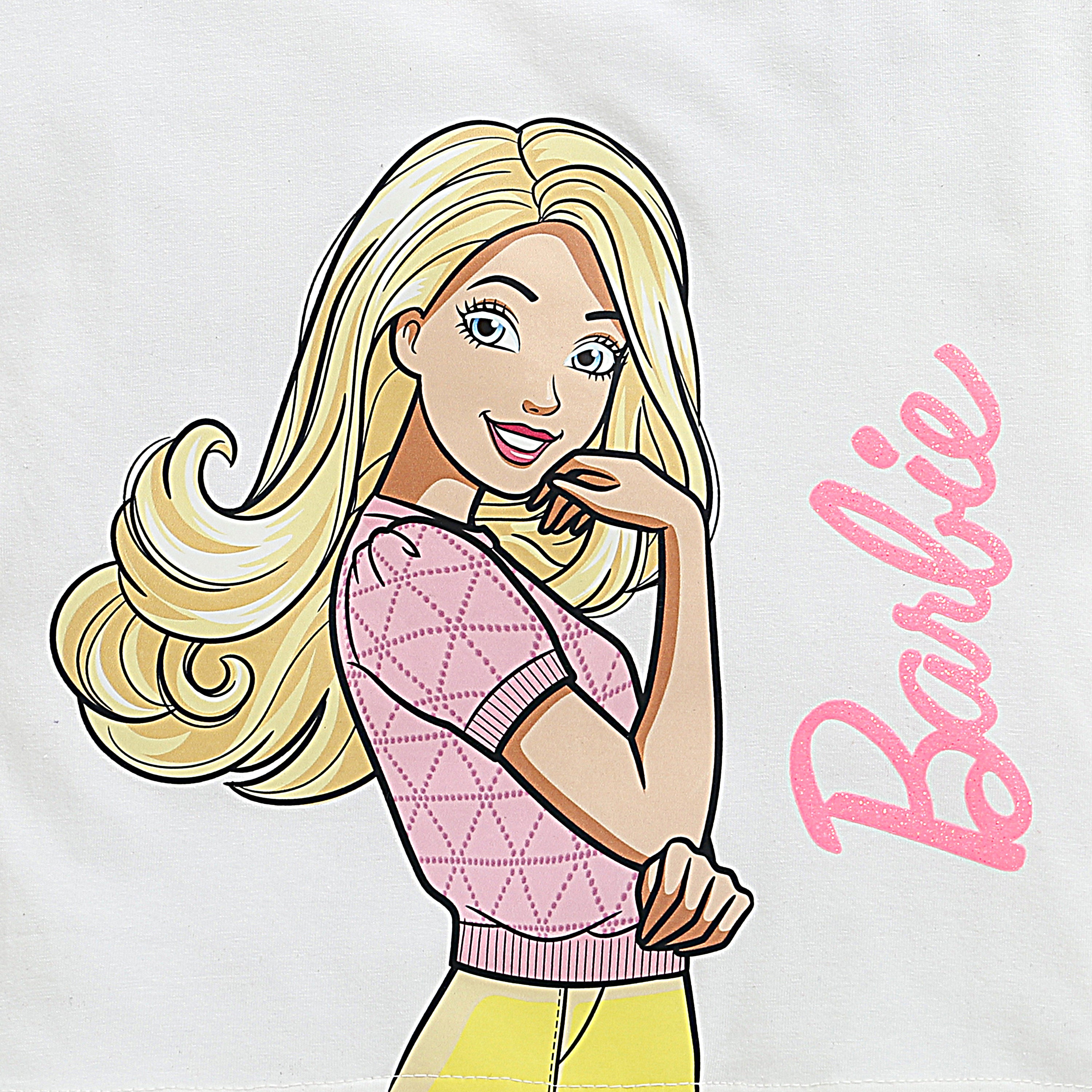 White Barbie Graphic Crop T-Shirt – Cool Summer Top for Girls