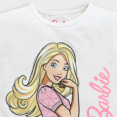 Barbie White Graphic Crop T-Shirt BATP2006