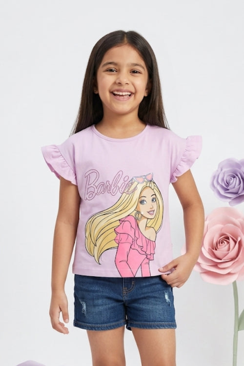 Barbie Lilac Ruffle-Sleeve T-Shirt BATP2009