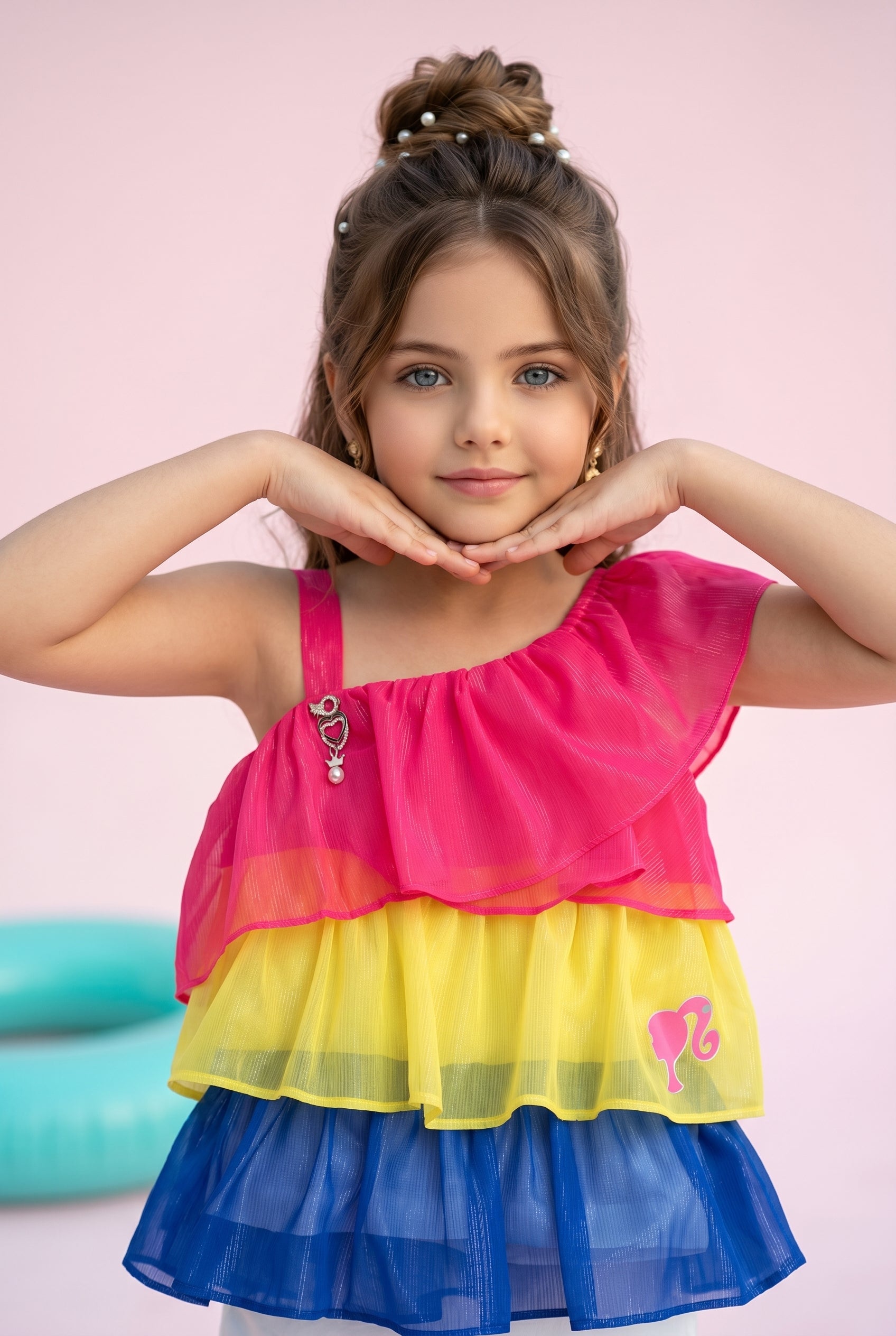 Barbie Rainbow Tiered One-Shoulder Top BATP2012