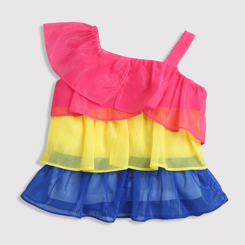 Barbie Rainbow Tiered One-Shoulder Top BATP2012