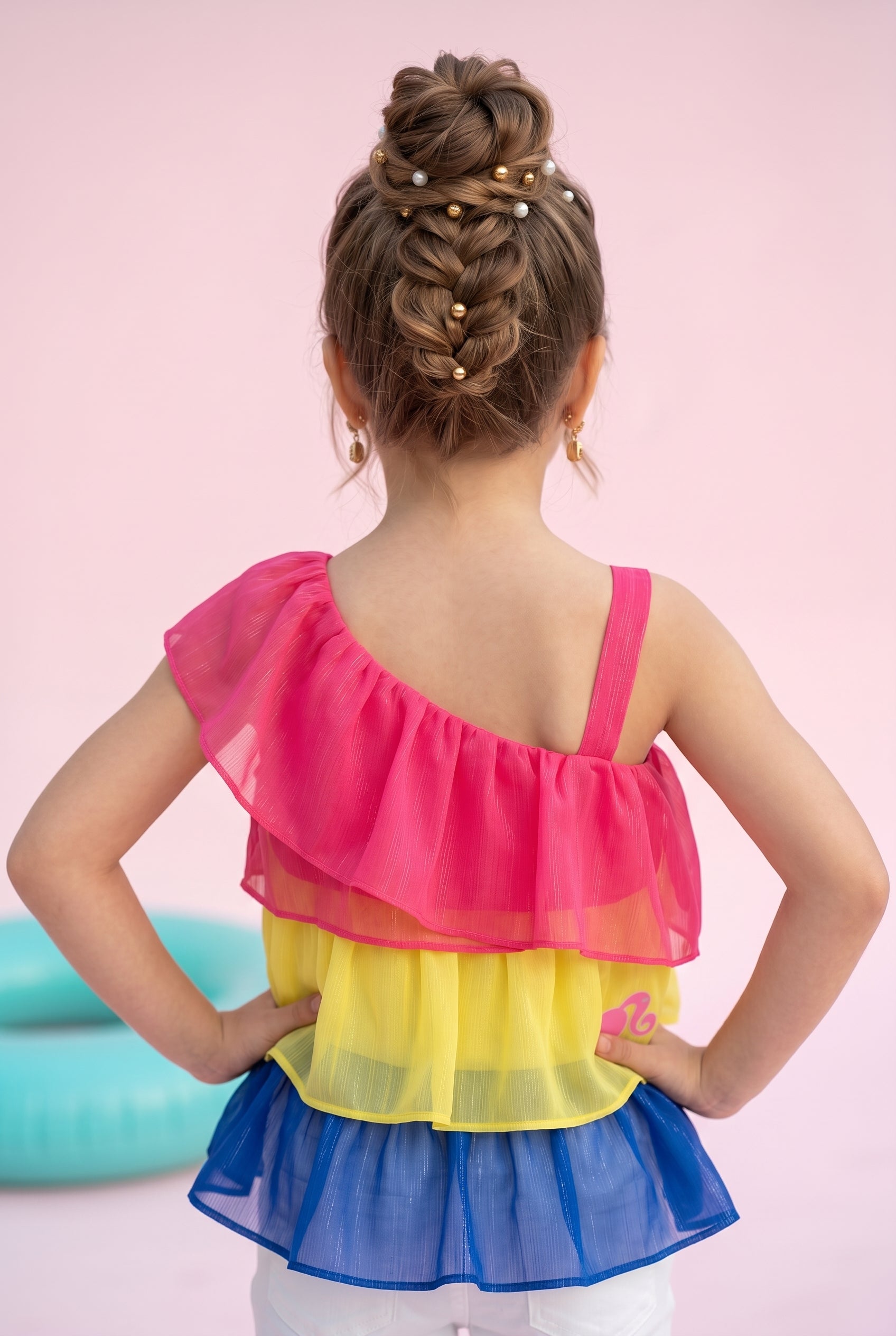 Barbie Rainbow Tiered One-Shoulder Top BATP2012
