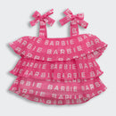 Hot Pink Barbie Logo Ruffle Top – Trendy Party Wear for Girls