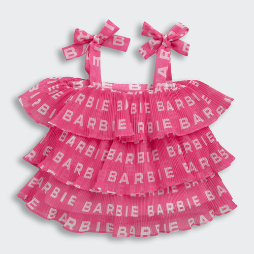 Barbie Hot Pink Logo Ruffle Top BATP2014
