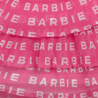 Hot Pink Barbie Logo Ruffle Top – Trendy Party Wear for Girls