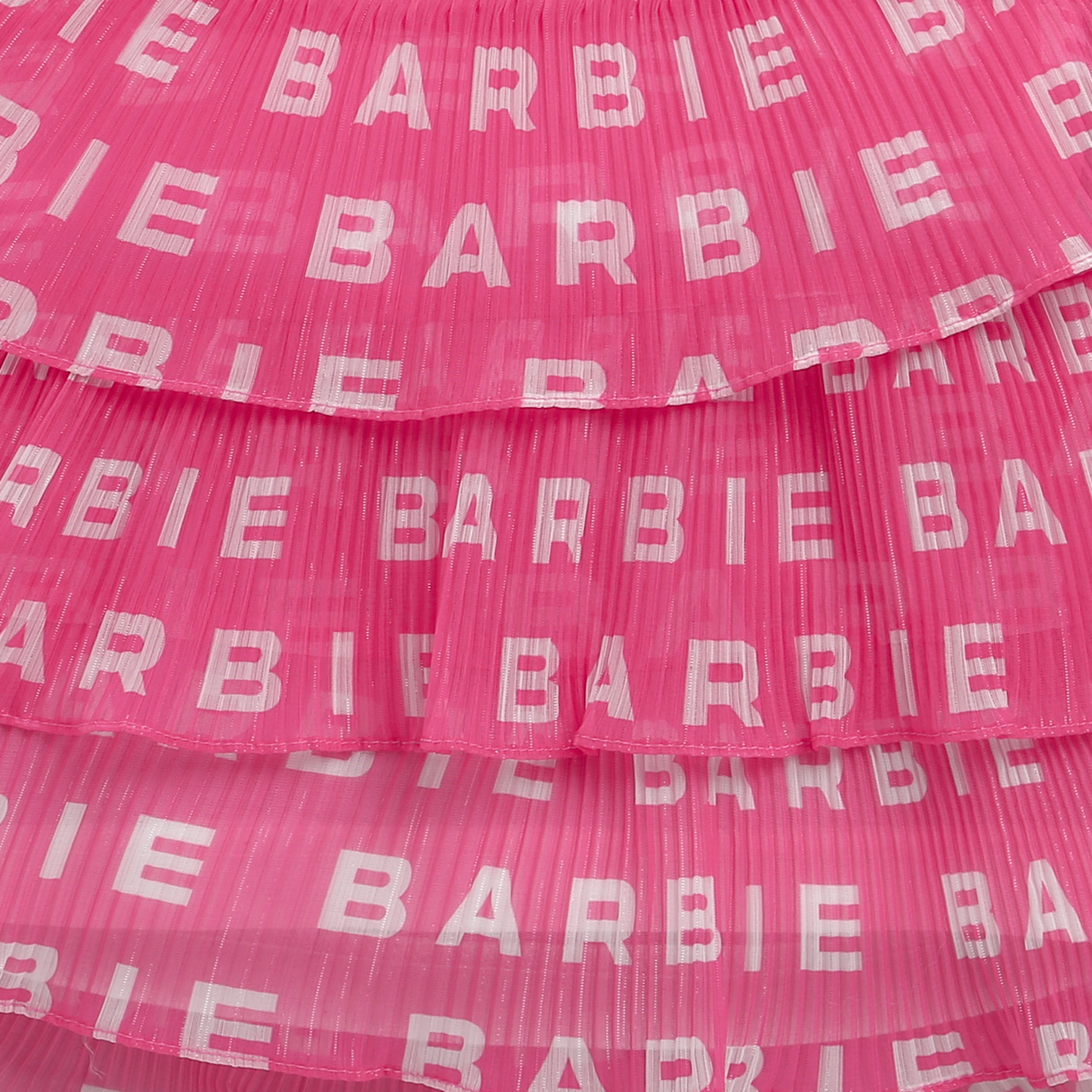 Hot Pink Barbie Logo Ruffle Top – Trendy Party Wear for Girls