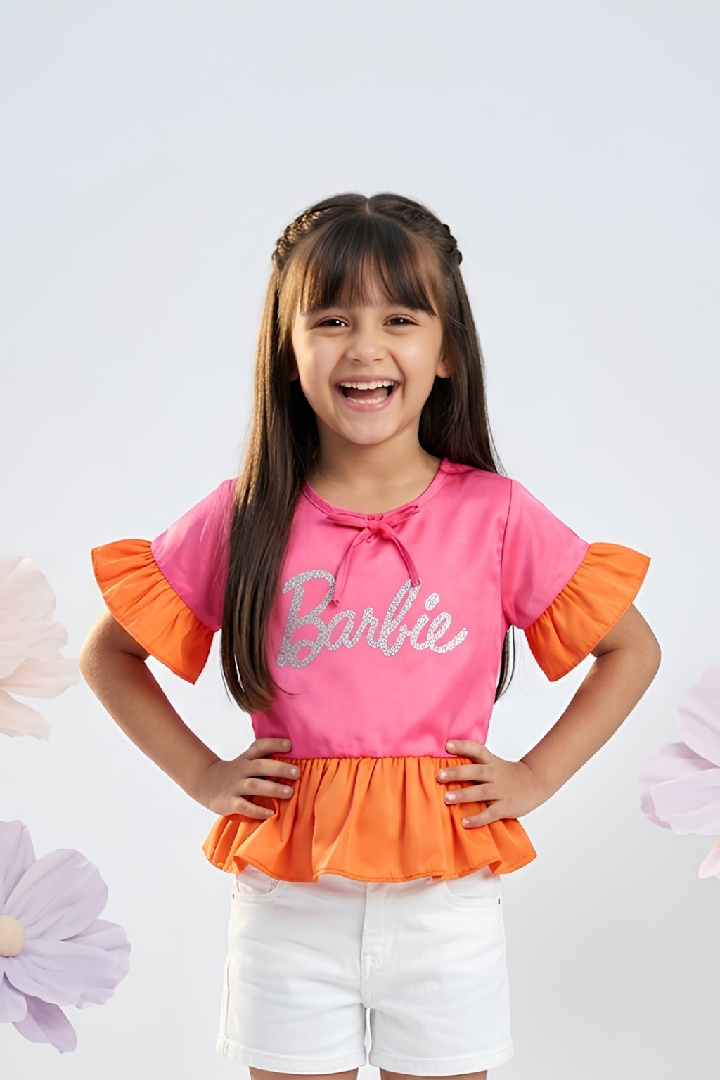 Barbie Pink-Orange Peplum Top BATP2016