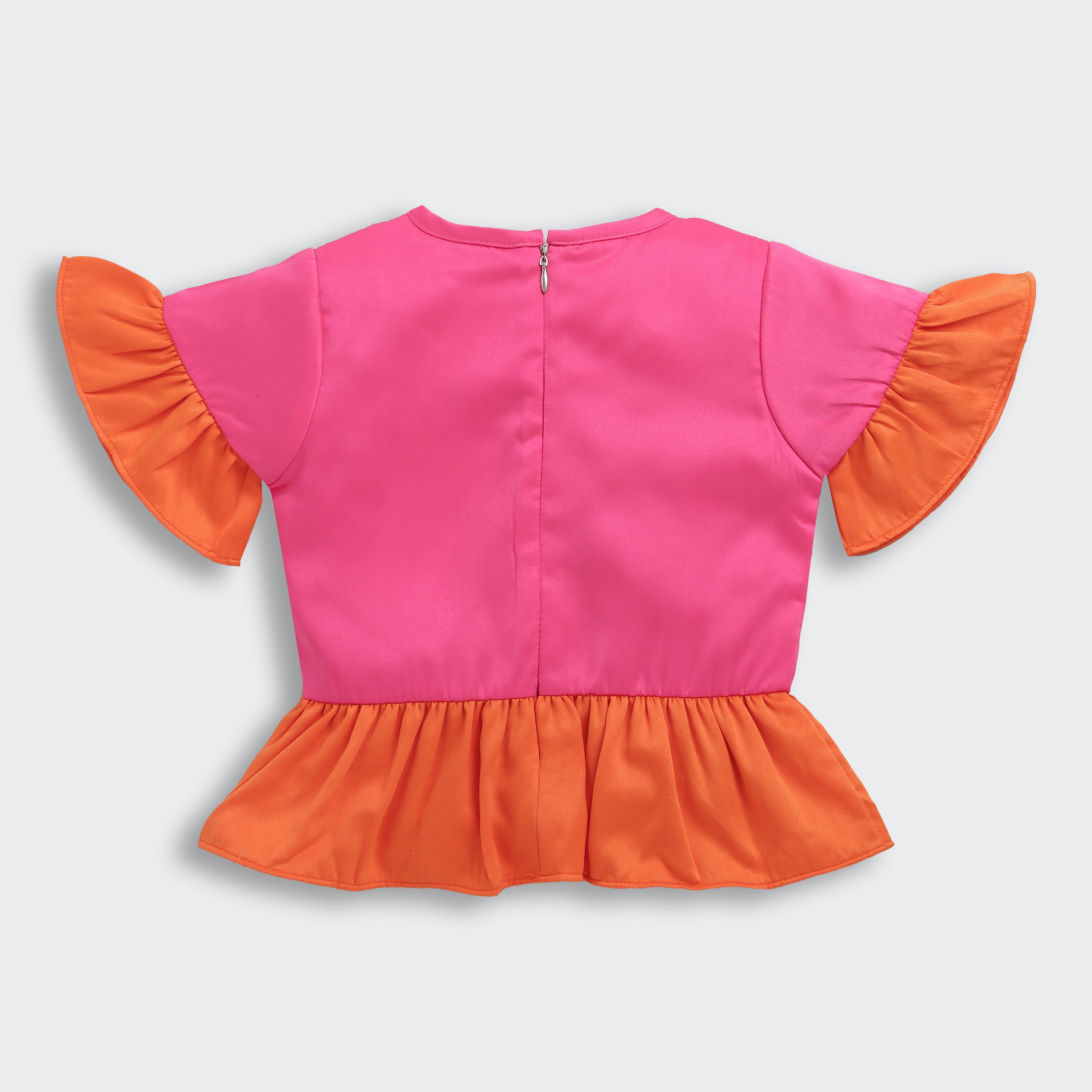 Pink-Orange Barbie Peplum Top – Stylish Statement for Girls