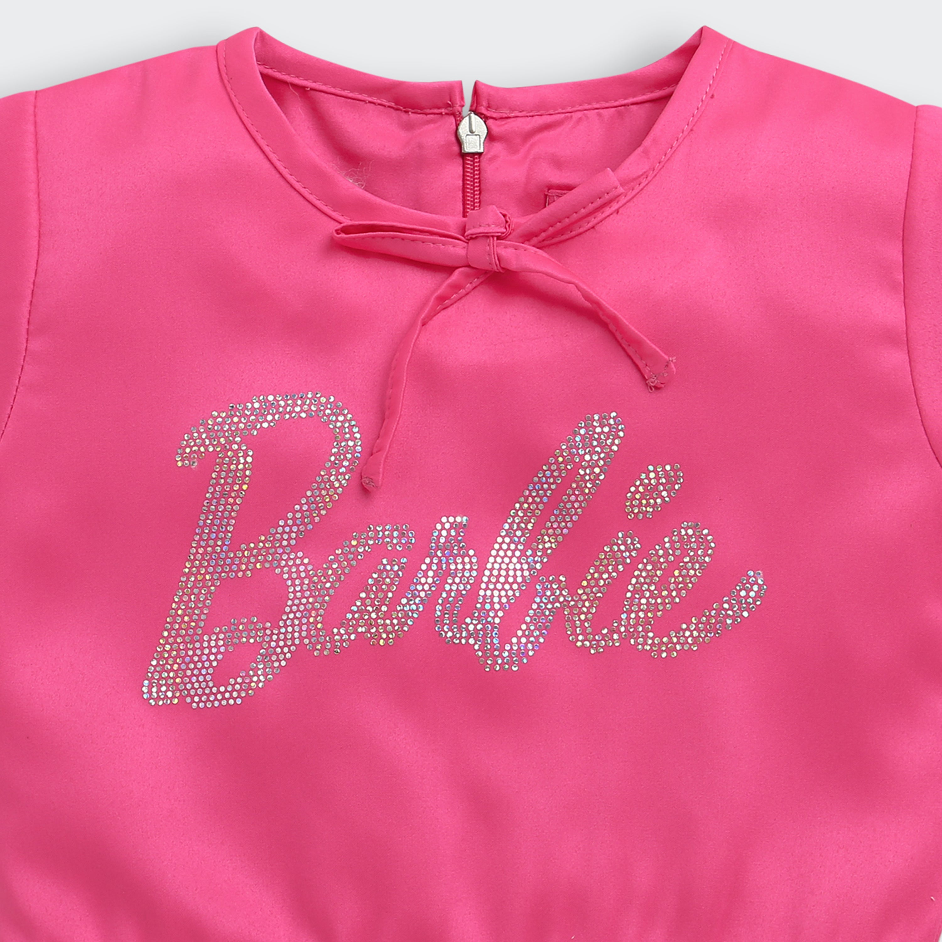 Pink-Orange Barbie Peplum Top – Stylish Statement for Girls