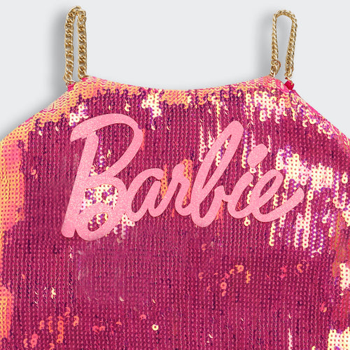 Girls Barbie Pink Sequin Top BATP2023
