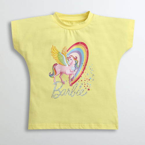 Barbie Yellow Unicorn Print T-Shirt BATP2026