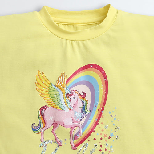Barbie Yellow Unicorn Print T-Shirt BATP2026
