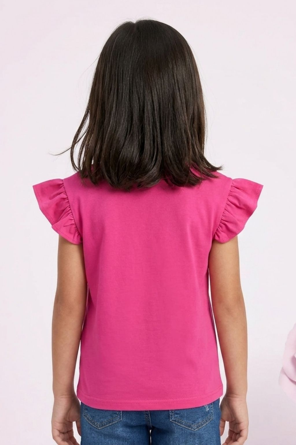 Barbie Hot Pink Ruffle Sleeve Graphic Tee BATP2027
