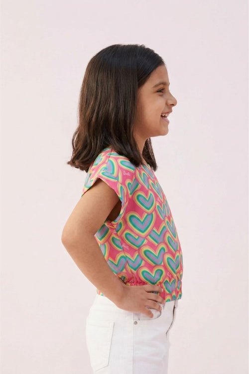 Barbie Rainbow Heart Print Top BATP2029