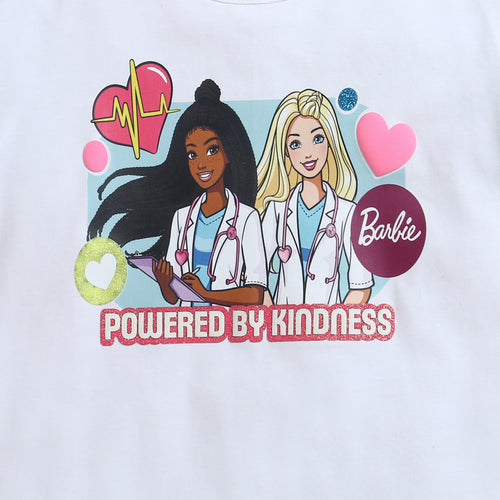 Barbie White Denim-Sleeve T-Shirt BATP2048