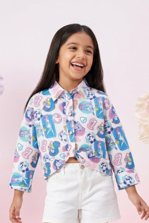 Barbie Blue-Pink Printed Shirt BATP2058