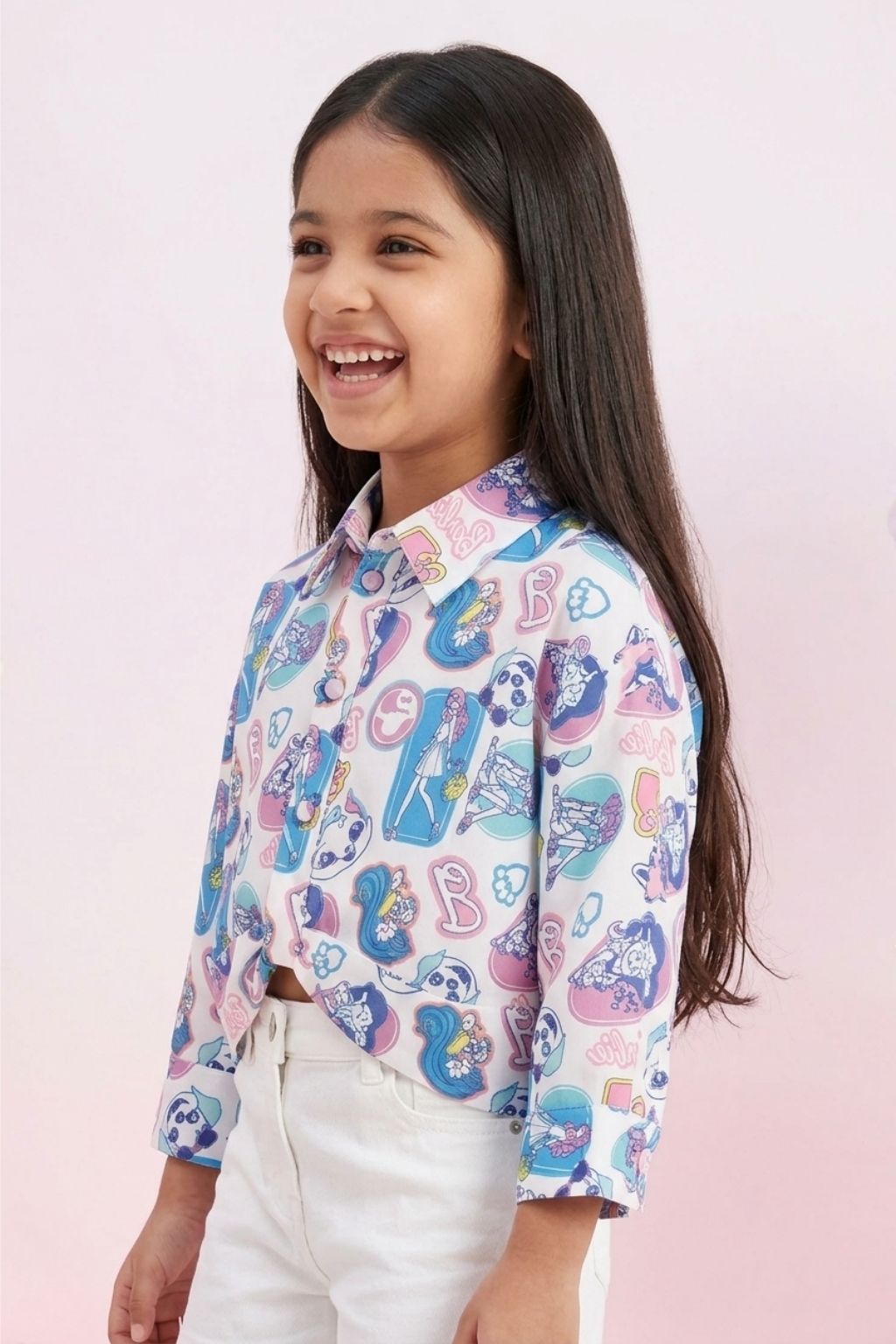 Barbie Blue-Pink Printed Shirt BATP2058