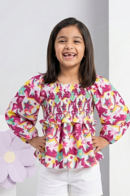 Barbie Floral Smocked Crop Top BATP2059