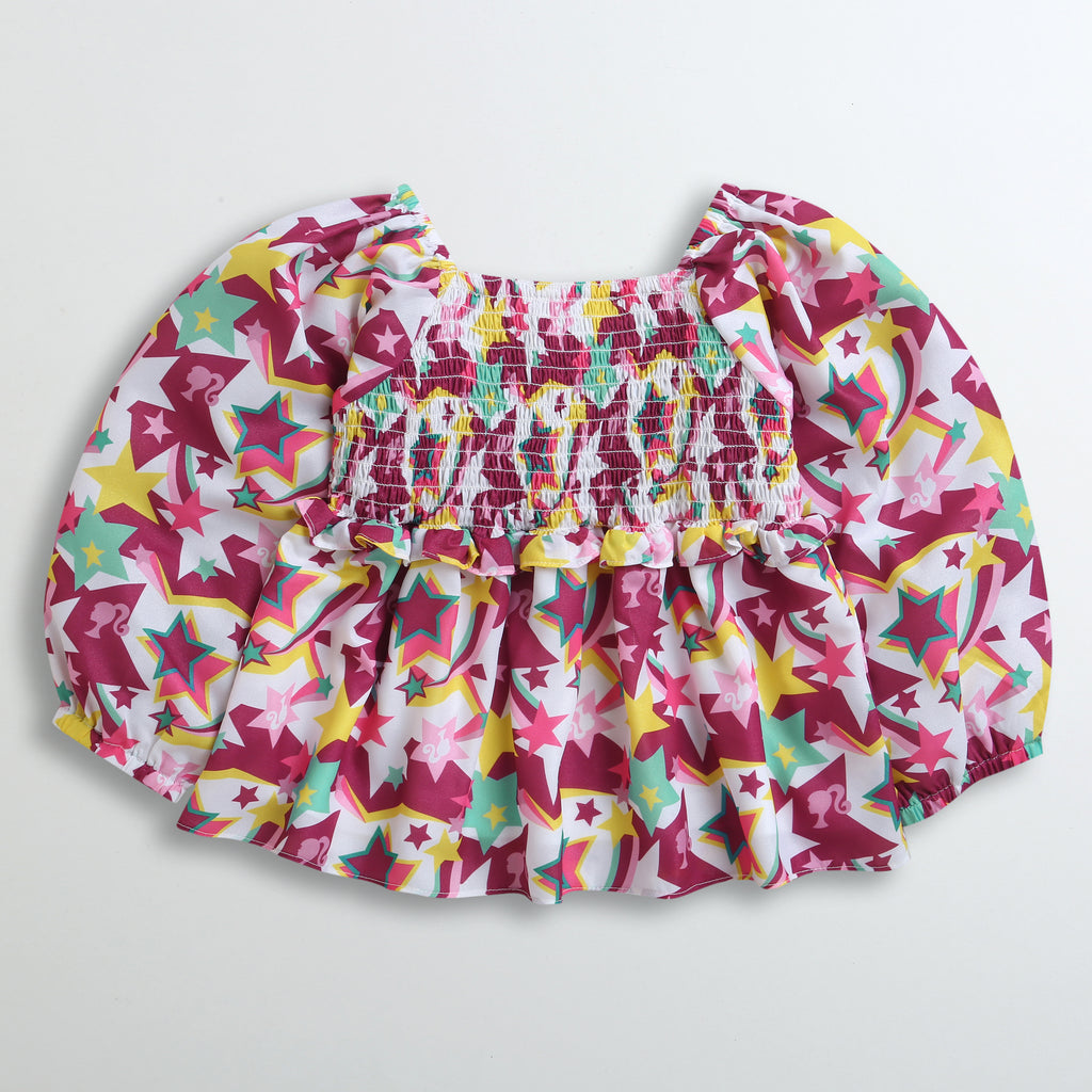 Barbie Floral Smocked Crop Top BATP2059