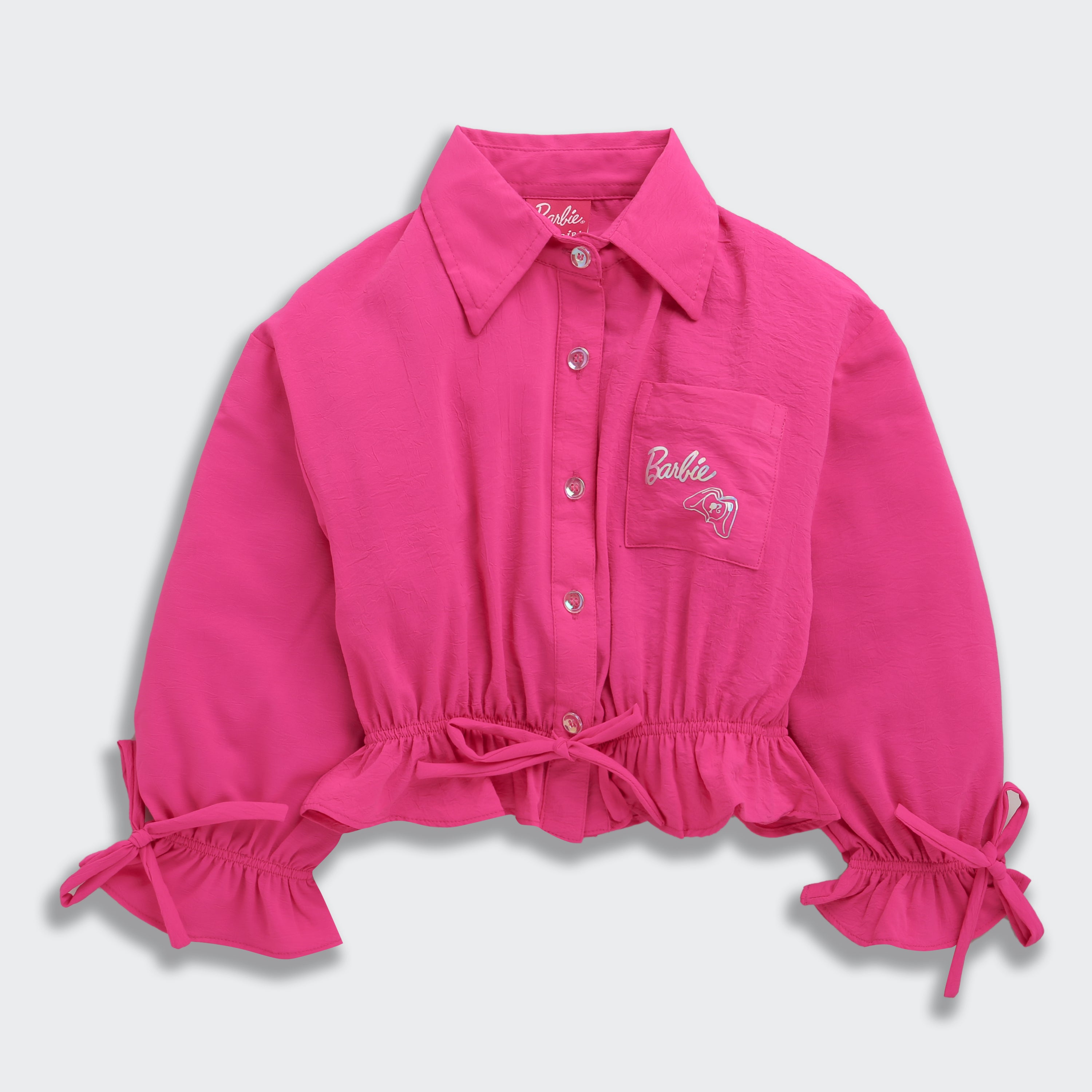 Barbie Shirt Collar Cuffed Waistband Printed | Trendy Girls Outfit Online | Kids