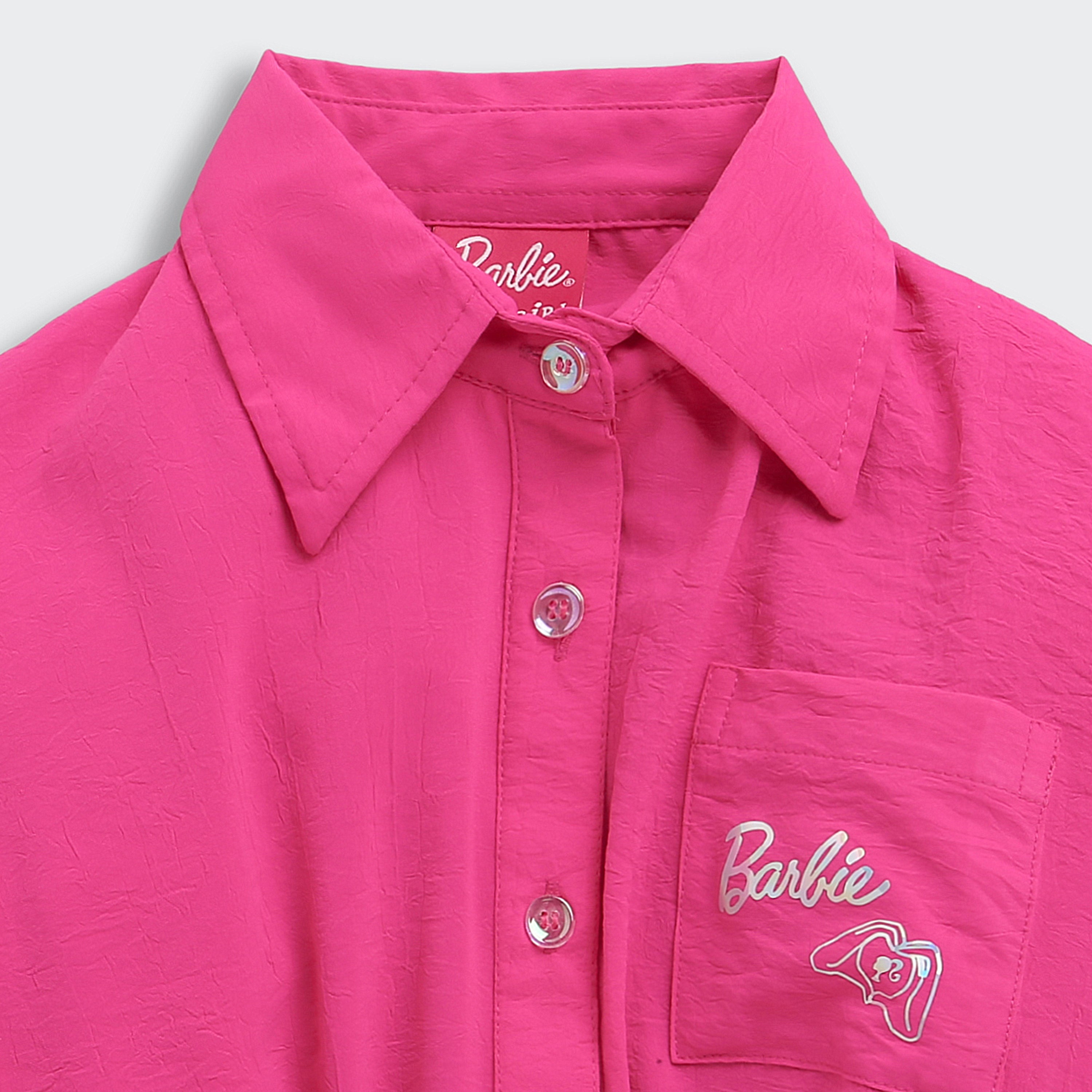 Barbie Shirt Collar Cuffed Waistband Printed | Trendy Girls Outfit Online | Kids