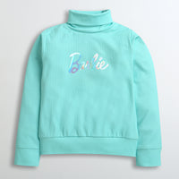 Aqua Blue Barbie Turtleneck Sweatshirt – Soft Winter Essential