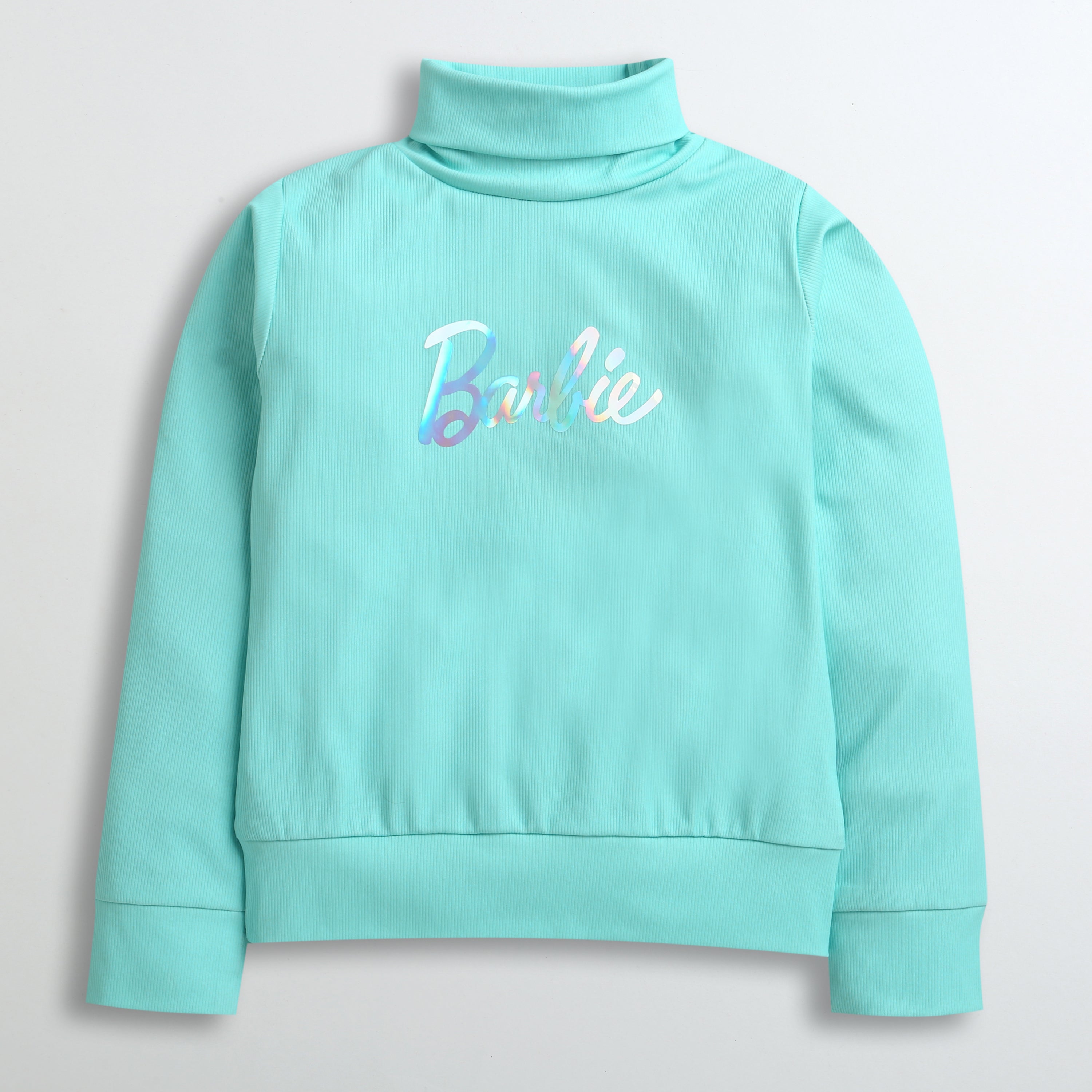 Aqua Blue Barbie Turtleneck Sweatshirt – Soft Winter Essential