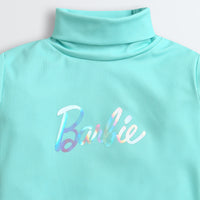 Aqua Blue Barbie Turtleneck Sweatshirt – Soft Winter Essential