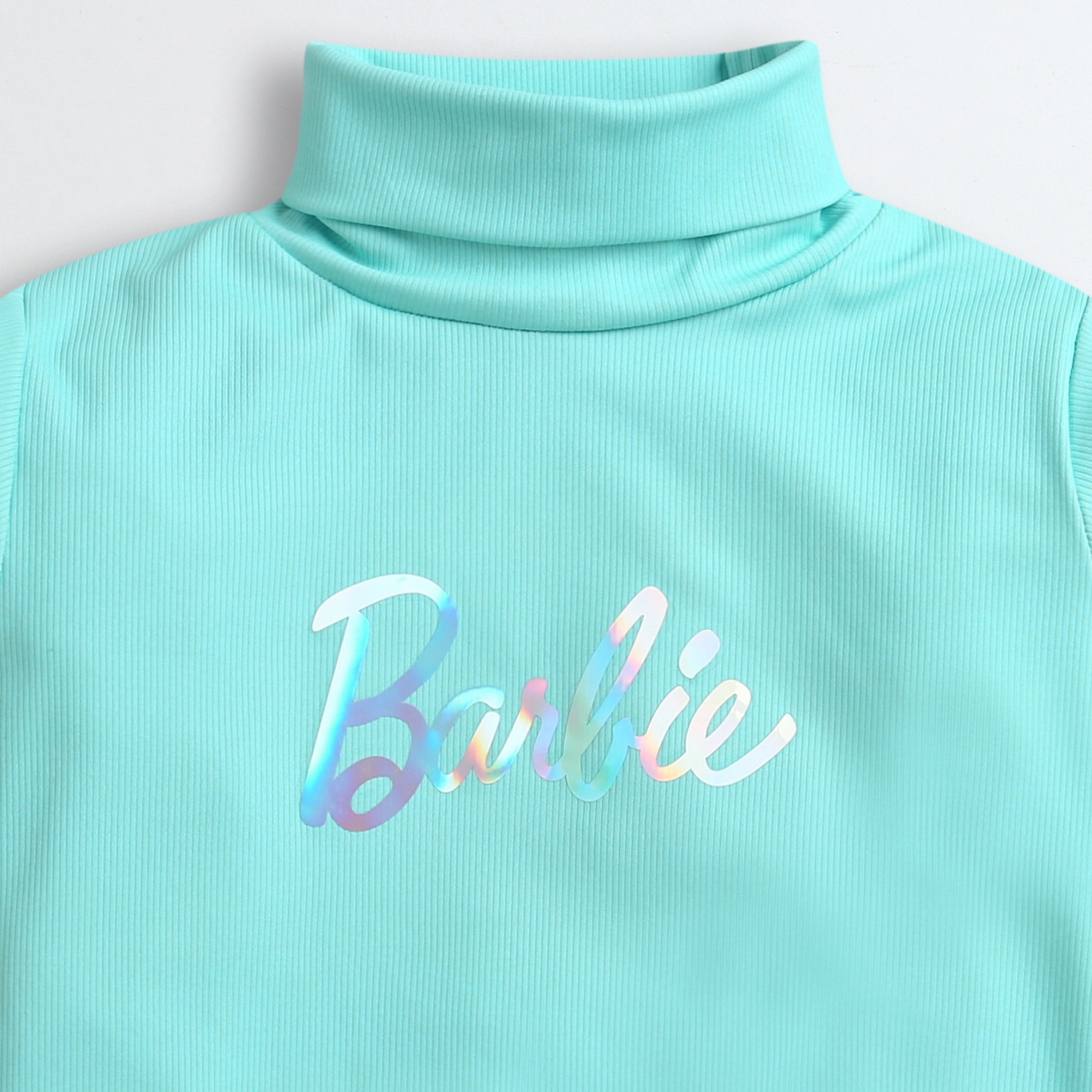 Aqua Blue Barbie Turtleneck Sweatshirt – Soft Winter Essential