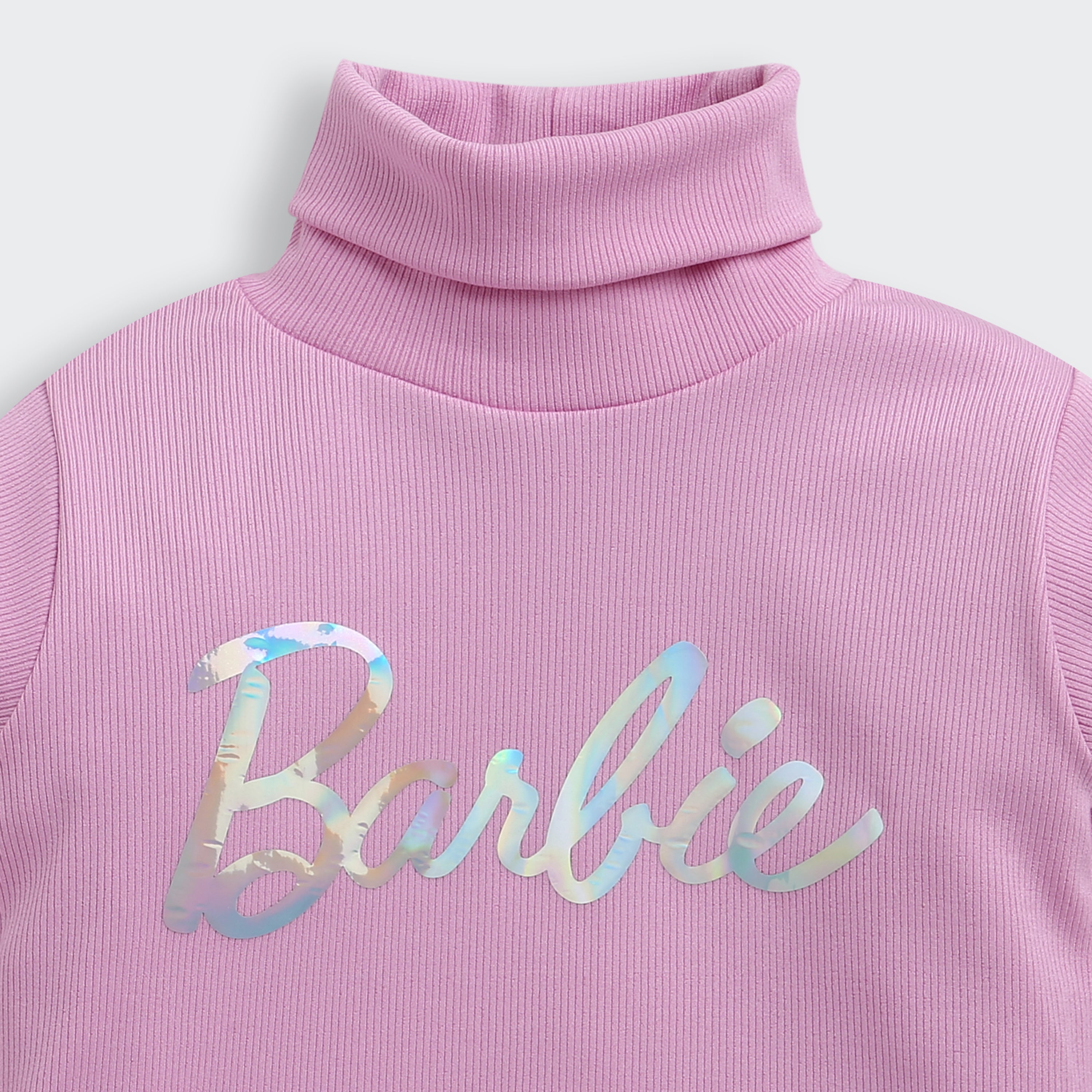 Lilac Barbie Turtleneck Sweatshirt – Cozy Winter Style for Girls