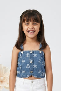 Barbie Denim Printed Top with Straps BATP2077