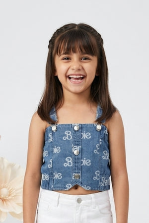 Barbie Denim Printed Top with Straps BATP2077