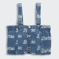 Denim Barbie Printed Top with Straps – Trendy Summer Denimwear