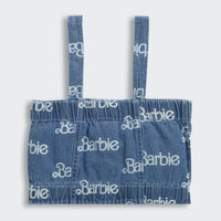 Denim Barbie Printed Top with Straps – Trendy Summer Denimwear