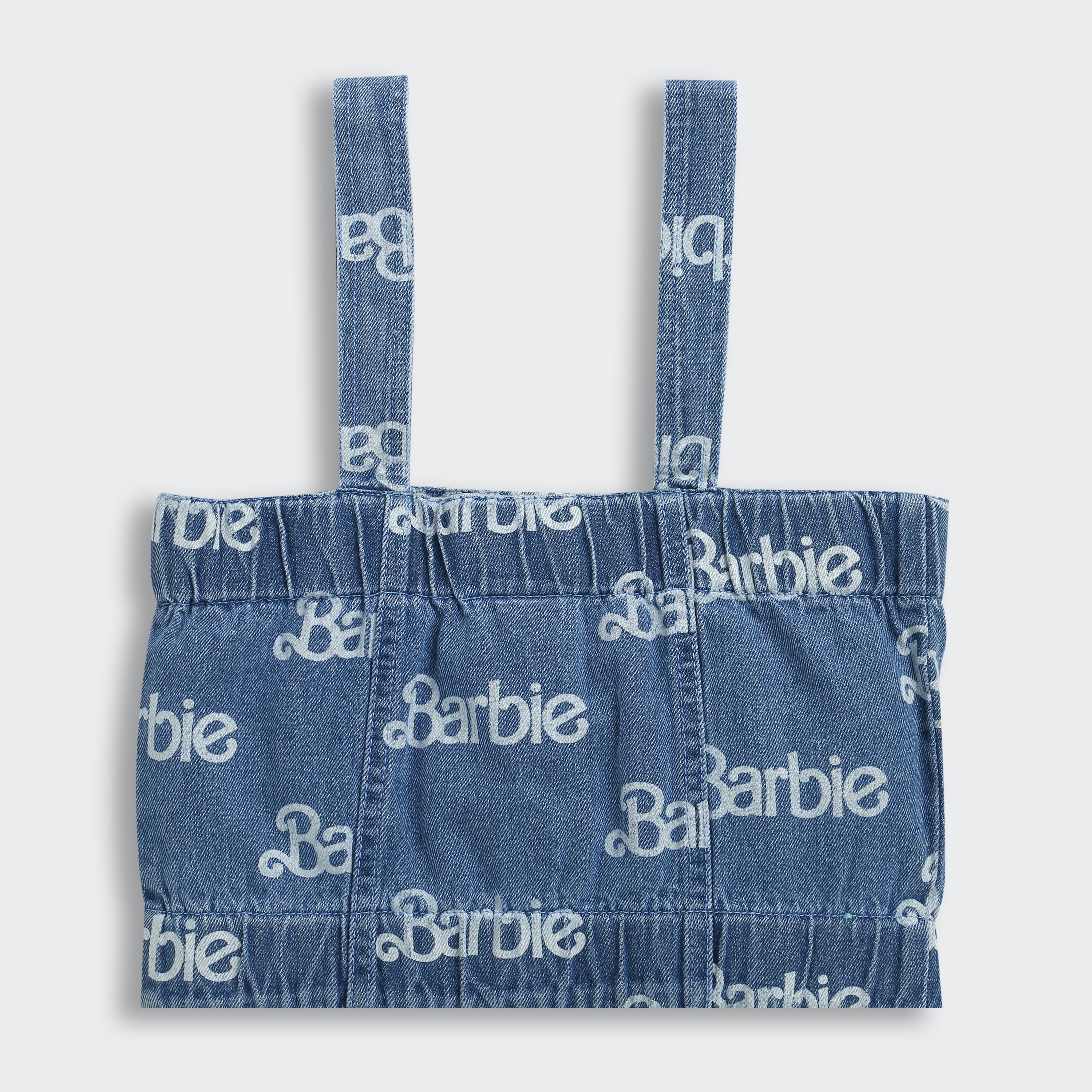 Denim Barbie Printed Top with Straps – Trendy Summer Denimwear