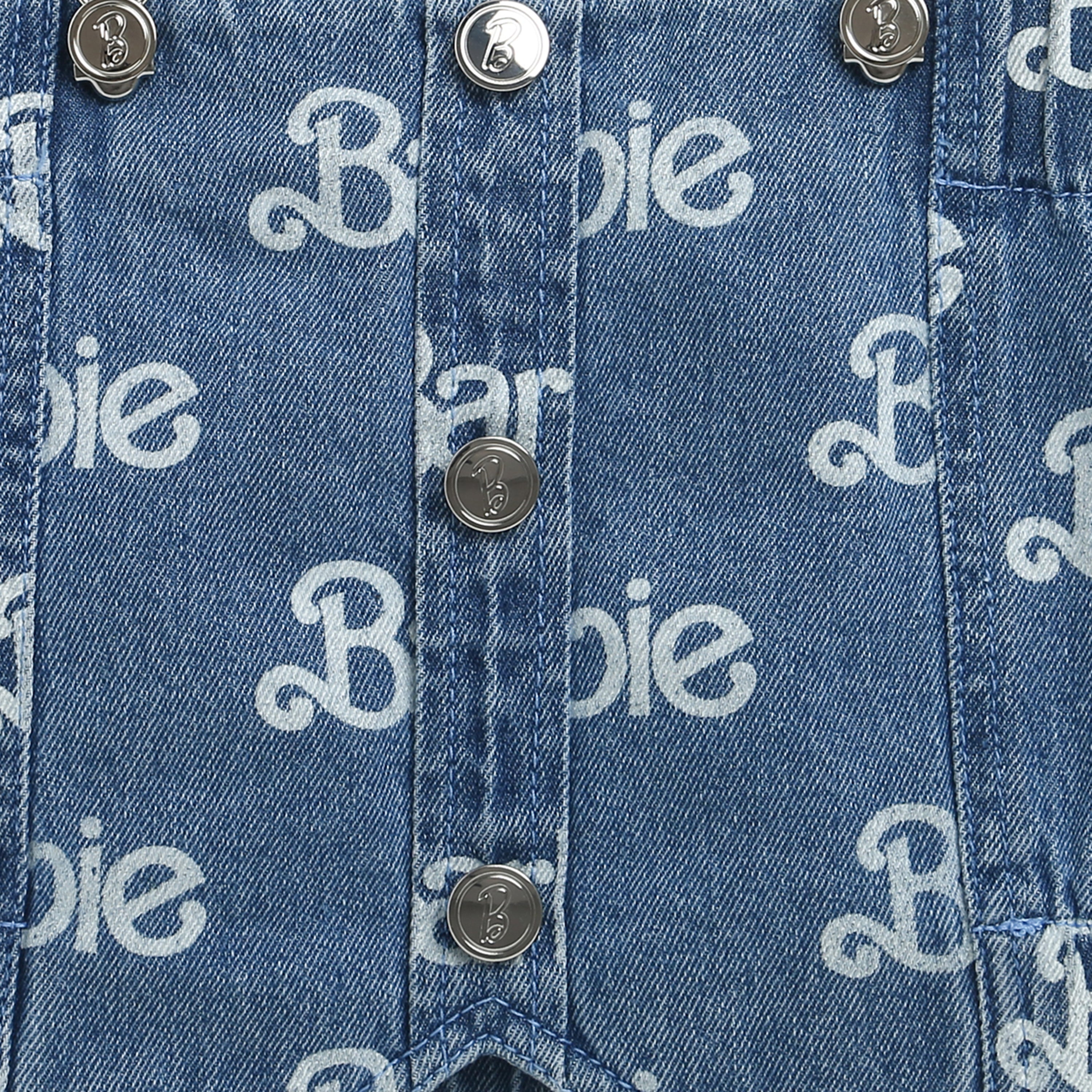 Denim Barbie Printed Top with Straps – Trendy Summer Denimwear