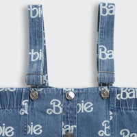 Denim Barbie Printed Top with Straps – Trendy Summer Denimwear